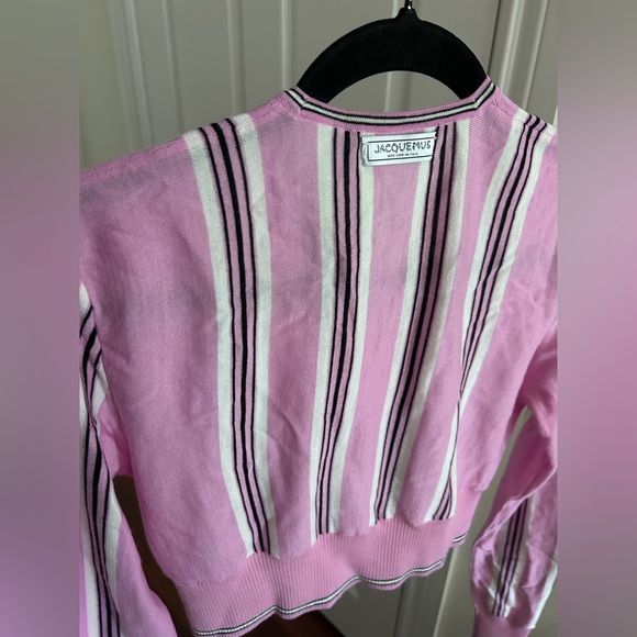 NWT Jacquemus Spiaggia Cropped Wool Cardigan Sweater 40 US8 in Pink Multi - Picture 13 of 17